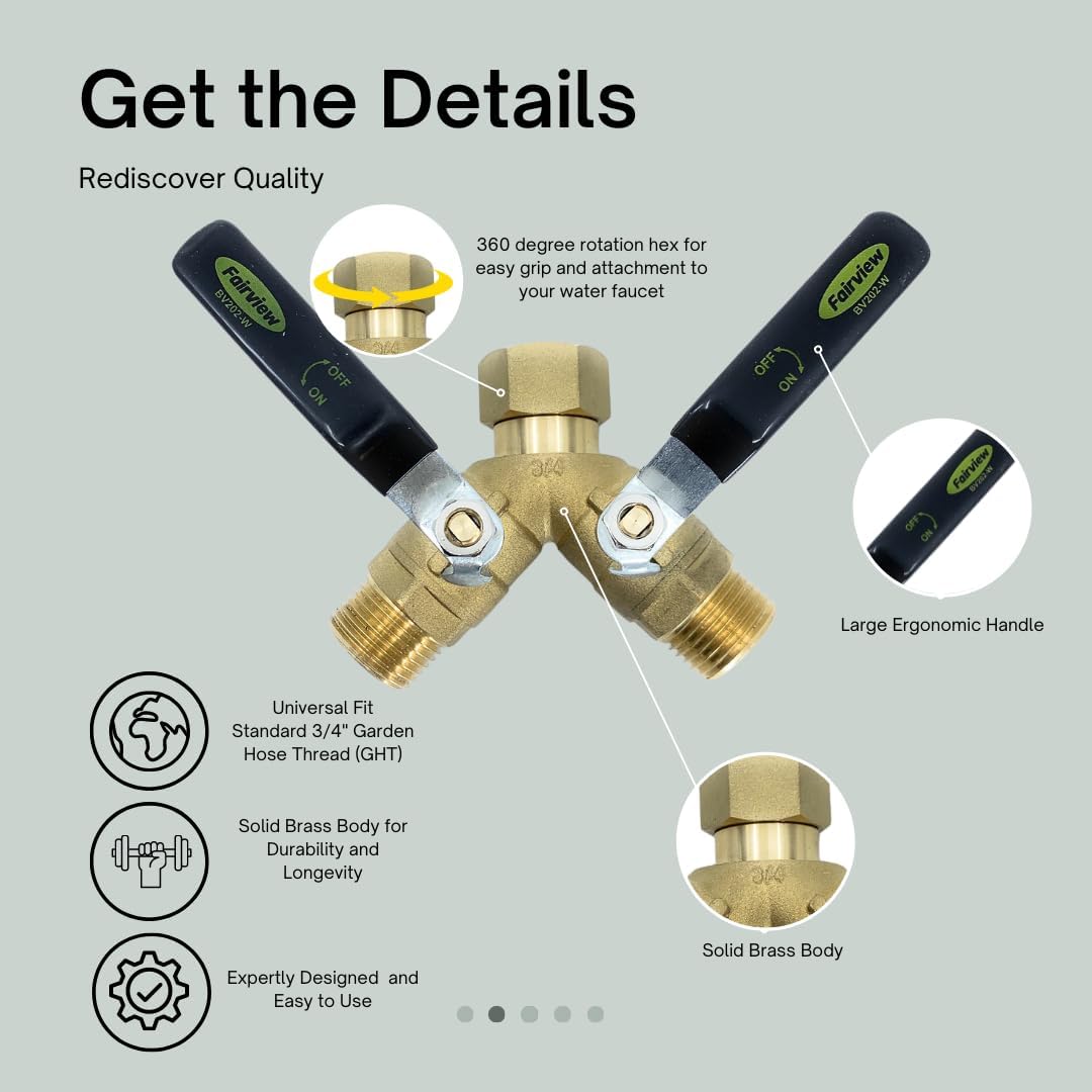 Industrial-Grade Garden Hose Splitter, Large Handles