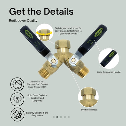 Industrial-Grade Garden Hose Splitter, Large Handles
