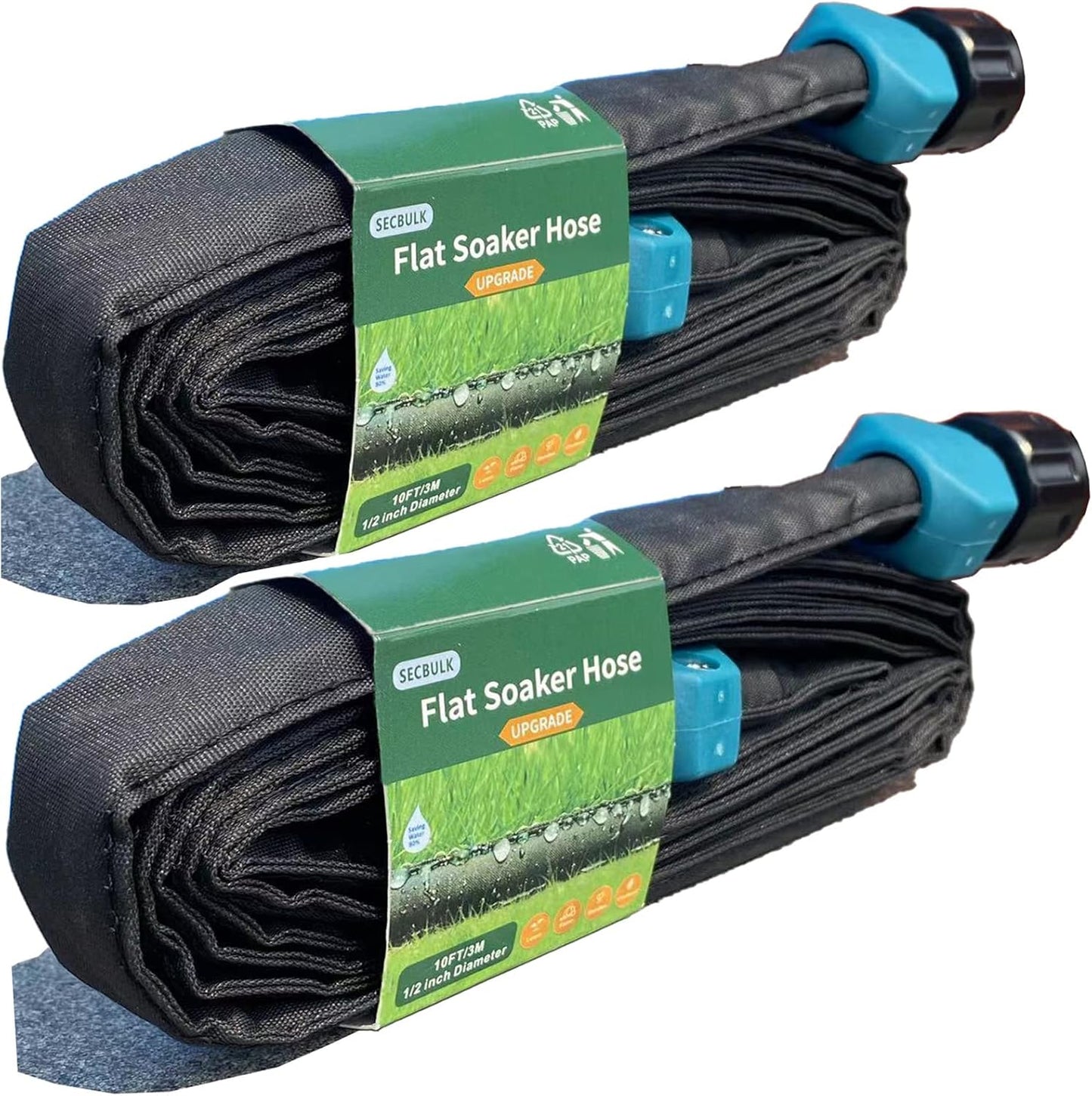 2026 Flat Soaker Hose 20 ft for Garden, 20' (10ft x 2) Linkable Drip Hose Diy Garden Irrigation System Saving 80% Water, Dual-layer Leak-free Design Water Hose with Holes