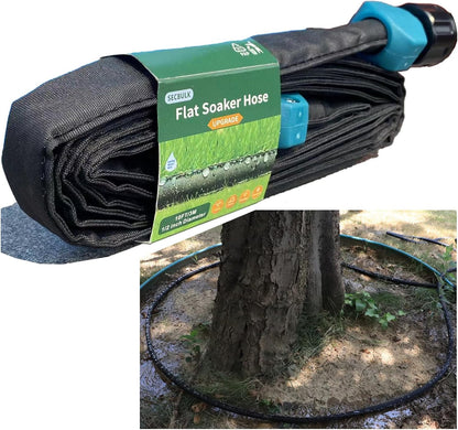 2026 Flat Soaker Hose 20 ft for Garden, 20' (10ft x 2) Linkable Drip Hose Diy Garden Irrigation System Saving 80% Water, Dual-layer Leak-free Design Water Hose with Holes