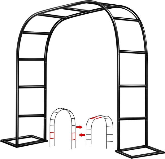 Garden Arch Trellis for Climbing Plants Outdoor Wedding Arches for Ceremony Black Metal Garden Arbor Indoor Garden Arches for Party Decoration 7.9ft Wide X 6.4ft High (Brown)