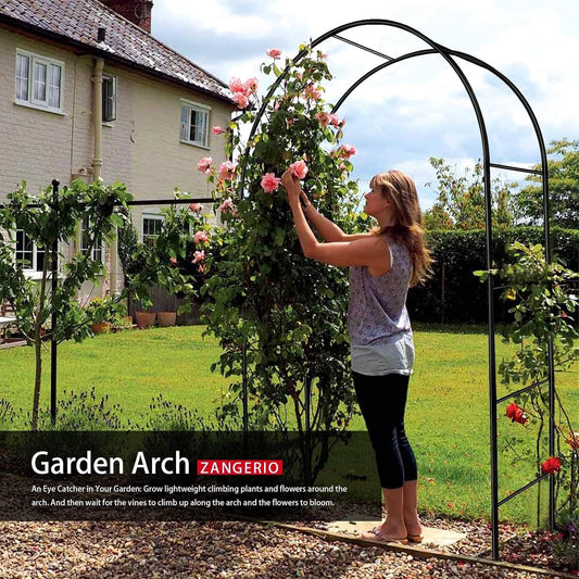 Garden Arch Trellis for Climbing Plants Outdoor Wedding Arches for Ceremony Black Metal Garden Arbor Indoor Garden Arches for Party Decoration 7.9ft Wide X 6.4ft High (Brown)