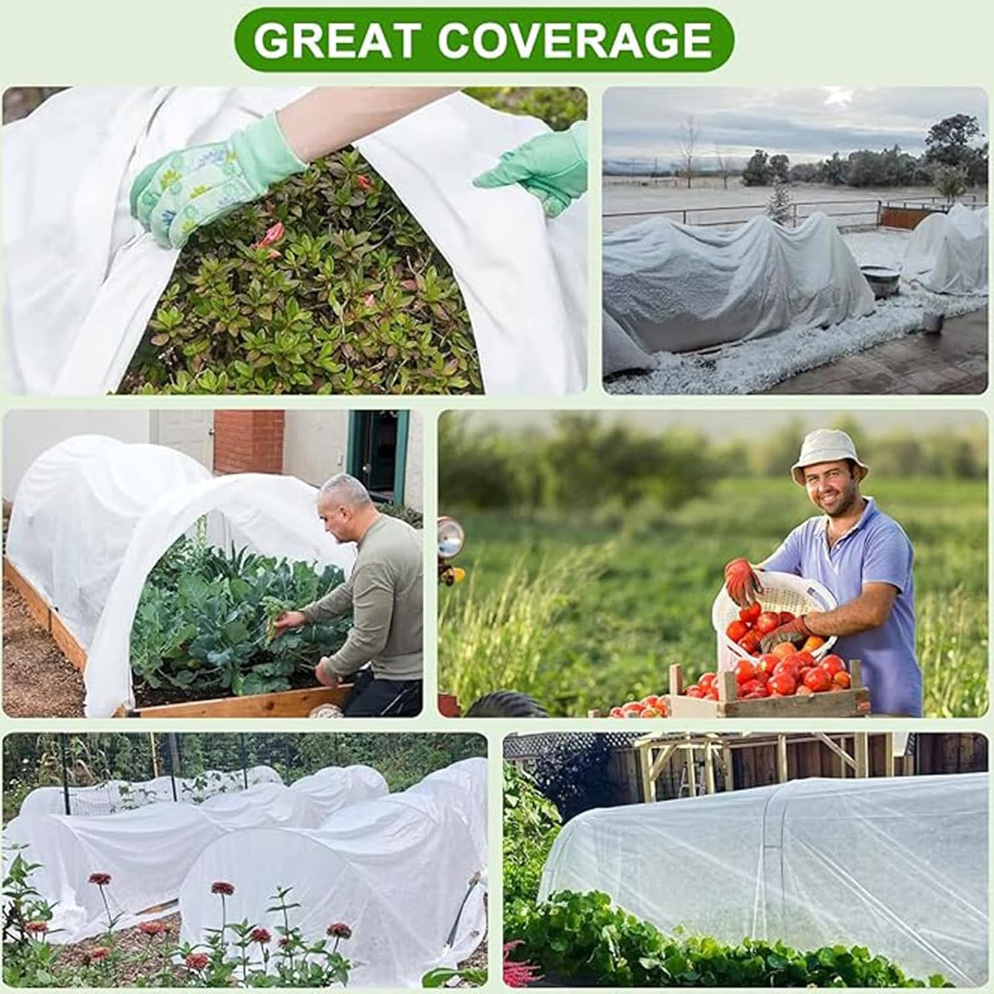 Plant Covers Freeze Protection – 10ft×33ft Reusable Rectangle Frost Cloth, 0.9 oz/yd² Floating Row Garden Blanket, Durable Frost Blankets Frost Covers for Outdoor Plants Winter & Cold Weather