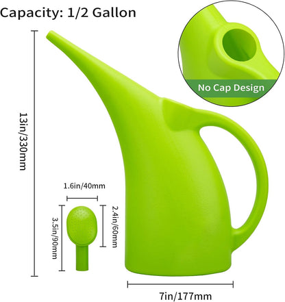 Watering Can for Indoor Plants, Water Can with Shower Head, 1/2 Gallon (Green)