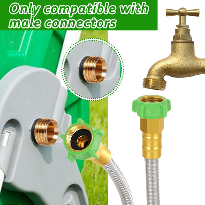2ft Short Garden Hose with Female to Female Stainless Steel Leader Hose Connector - Flexible Metal Water Hose for Hose Reel, Cart, Garden Faucet Connection,Outdoor Watering Car Pet Cleaning