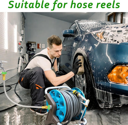 2ft Short Garden Hose with Female to Female Stainless Steel Leader Hose Connector - Flexible Metal Water Hose for Hose Reel, Cart, Garden Faucet Connection,Outdoor Watering Car Pet Cleaning