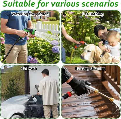 2ft Short Garden Hose with Female to Female Stainless Steel Leader Hose Connector - Flexible Metal Water Hose for Hose Reel, Cart, Garden Faucet Connection,Outdoor Watering Car Pet Cleaning