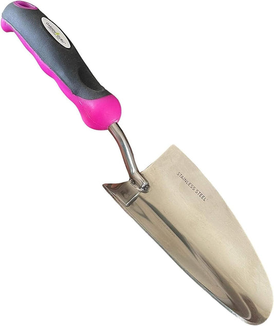Super Strong Garden Trowel Hand Shovel - Stainless Steel - Rust Resistant - Ergonomic Grip - Perfect Tool for Gardening, Weeding, Transplanting and Digging in Garden Beds (Pink)