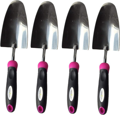 Super Strong Garden Trowel Hand Shovel - Stainless Steel - Rust Resistant - Ergonomic Grip - Perfect Tool for Gardening, Weeding, Transplanting and Digging in Garden Beds (Pink)