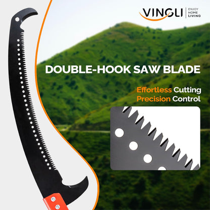 12ft Manual Pole Saws, Extendable Tree Trimmers Long Handle Pruner, 2Pcs Sharp Blade and Scissors, Long Tree Pruner with 2-section for Pruning Palms and Shrubs