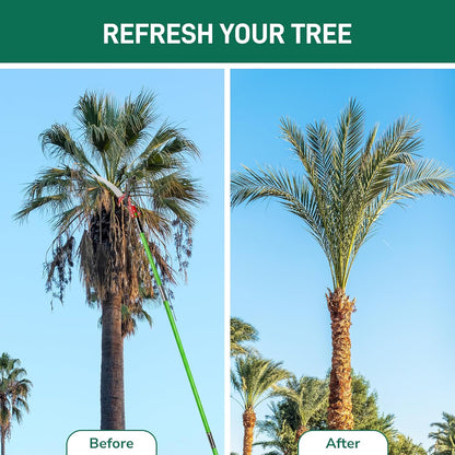 12ft Manual Pole Saws, Extendable Tree Trimmers Long Handle Pruner, 2Pcs Sharp Blade and Scissors, Long Tree Pruner with 2-section for Pruning Palms and Shrubs