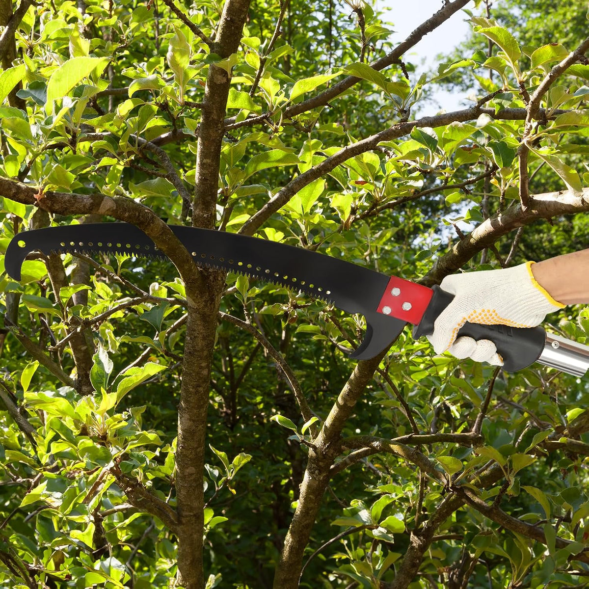 12ft Manual Pole Saws, Extendable Tree Trimmers Long Handle Pruner, 2Pcs Sharp Blade and Scissors, Long Tree Pruner with 2-section for Pruning Palms and Shrubs