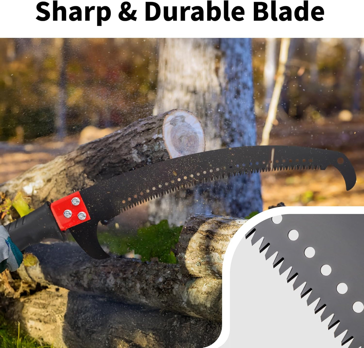 12ft Manual Pole Saws, Extendable Tree Trimmers Long Handle Pruner, 2Pcs Sharp Blade and Scissors, Long Tree Pruner with 2-section for Pruning Palms and Shrubs