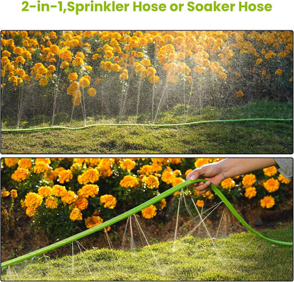 Sprinkler Soaker Hose 50FT with Holes, Garden Watering Hose with Stakes, Drip Hose Sprinkler, Efficient Saving Water for Lawn Garden and Yard, Leakproof
