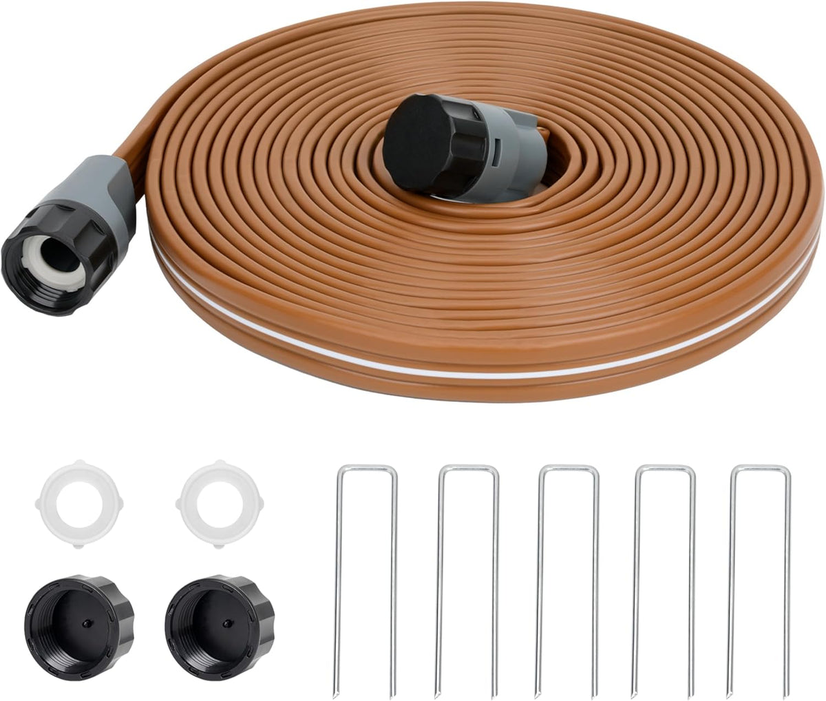 Sprinkler Soaker Hose 50FT with Holes, Garden Watering Hose with Stakes, Drip Hose Sprinkler, Efficient Saving Water for Lawn Garden and Yard, Leakproof