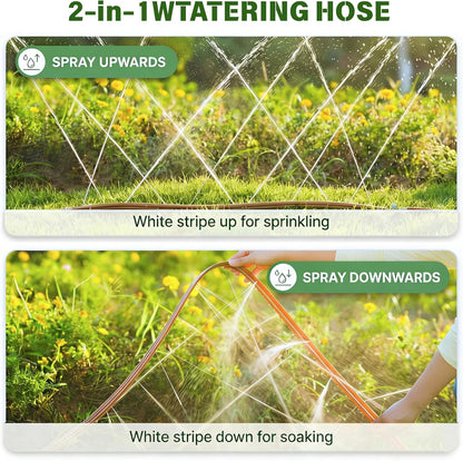 Sprinkler Soaker Hose 50FT with Holes, Garden Watering Hose with Stakes, Drip Hose Sprinkler, Efficient Saving Water for Lawn Garden and Yard, Leakproof