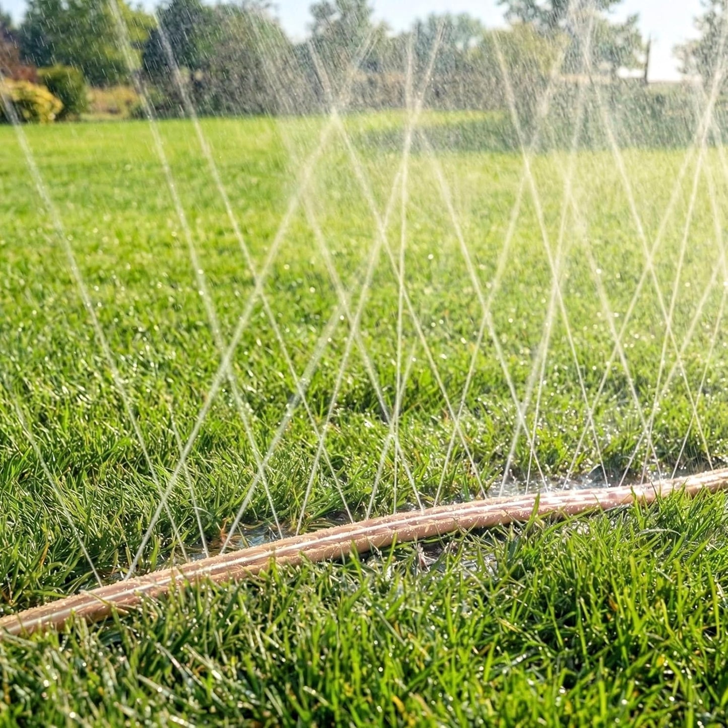 Sprinkler Soaker Hose 50FT with Holes, Garden Watering Hose with Stakes, Drip Hose Sprinkler, Efficient Saving Water for Lawn Garden and Yard, Leakproof