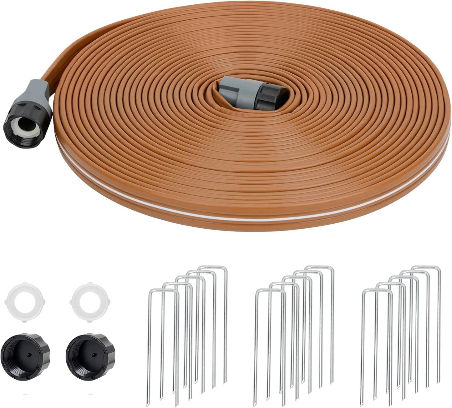 Sprinkler Soaker Hose 50FT with Holes, Garden Watering Hose with Stakes, Drip Hose Sprinkler, Efficient Saving Water for Lawn Garden and Yard, Leakproof