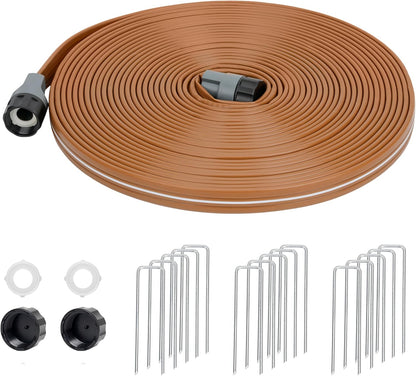 Sprinkler Soaker Hose 50FT with Holes, Garden Watering Hose with Stakes, Drip Hose Sprinkler, Efficient Saving Water for Lawn Garden and Yard, Leakproof