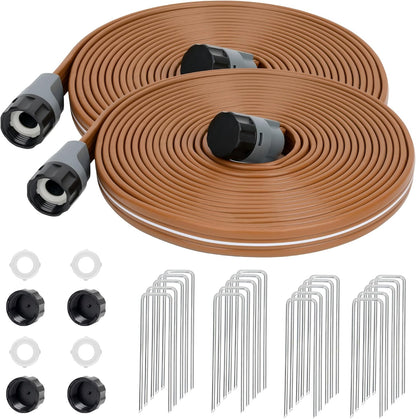 Sprinkler Soaker Hose 50FT with Holes, Garden Watering Hose with Stakes, Drip Hose Sprinkler, Efficient Saving Water for Lawn Garden and Yard, Leakproof