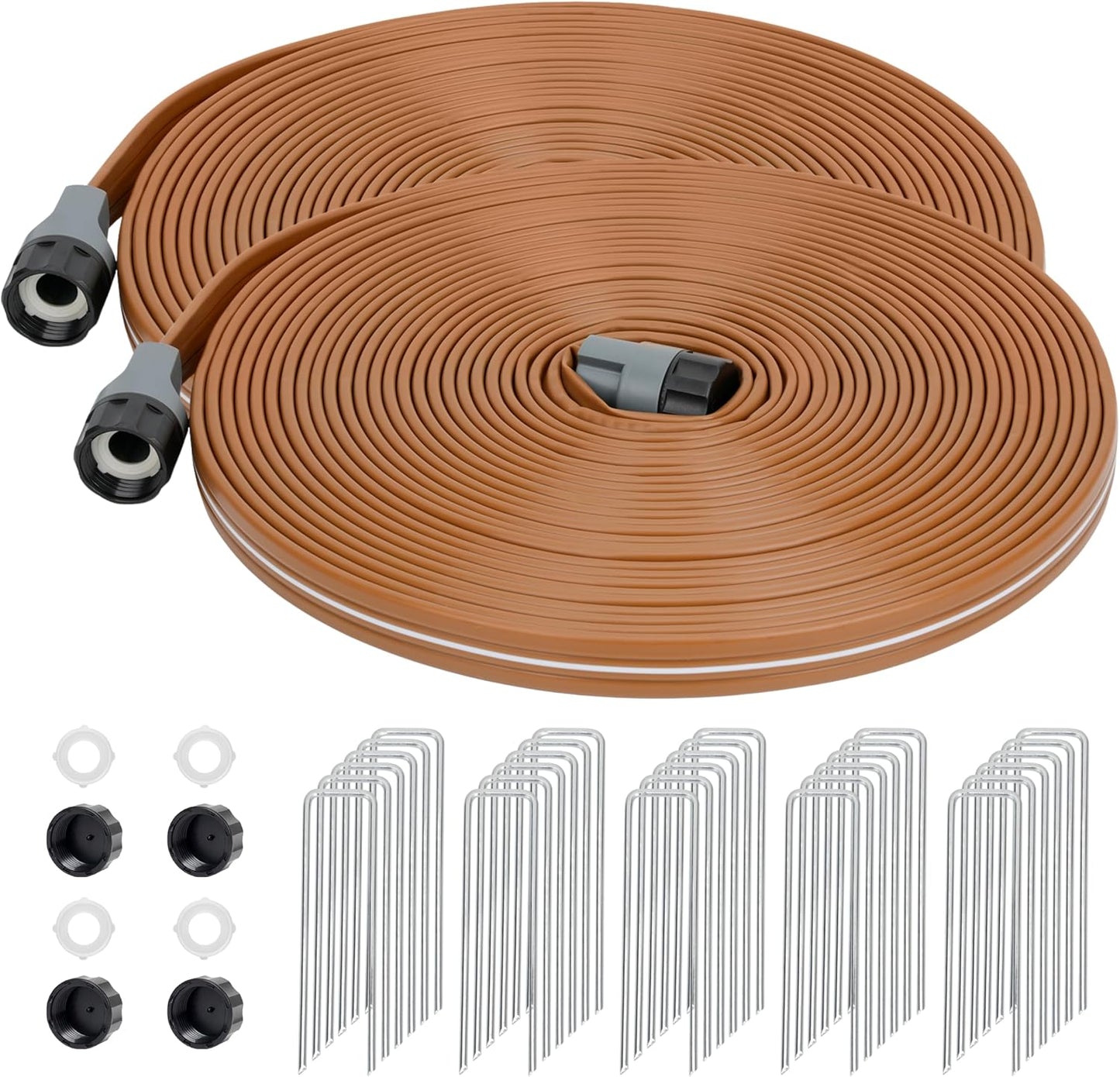 Sprinkler Soaker Hose 50FT with Holes, Garden Watering Hose with Stakes, Drip Hose Sprinkler, Efficient Saving Water for Lawn Garden and Yard, Leakproof