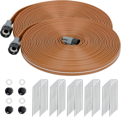 Sprinkler Soaker Hose 50FT with Holes, Garden Watering Hose with Stakes, Drip Hose Sprinkler, Efficient Saving Water for Lawn Garden and Yard, Leakproof