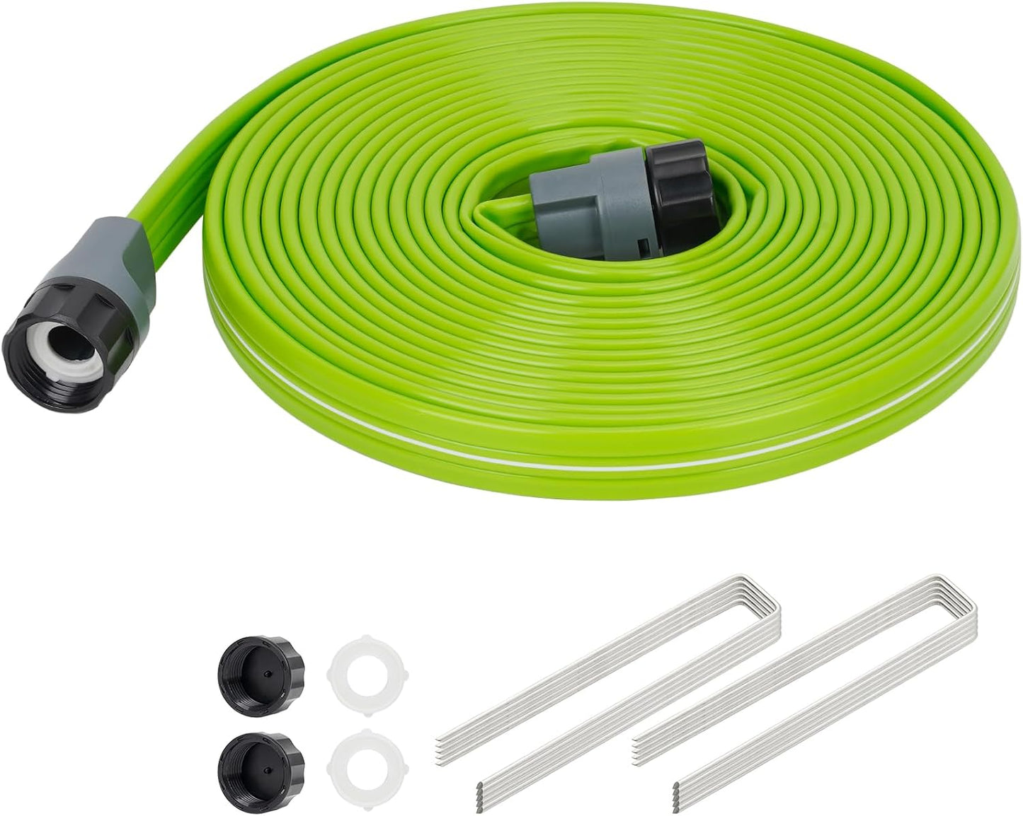 Sprinkler Soaker Hose 50FT with Holes, Garden Watering Hose with Stakes, Drip Hose Sprinkler, Efficient Saving Water for Lawn Garden and Yard, Leakproof