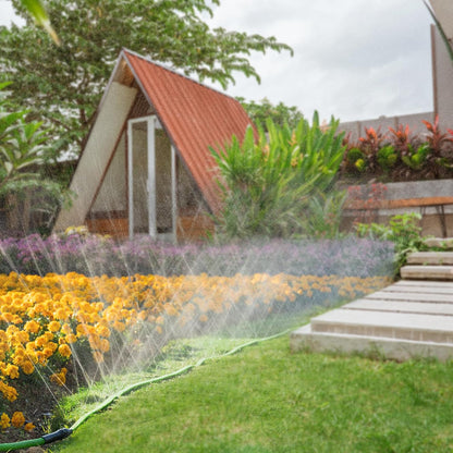 Sprinkler Soaker Hose 50FT with Holes, Garden Watering Hose with Stakes, Drip Hose Sprinkler, Efficient Saving Water for Lawn Garden and Yard, Leakproof