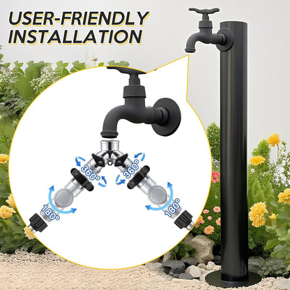 1 Pack 2-Way Garden Hose Splitter with Swivel Connector, 3/4" GHT