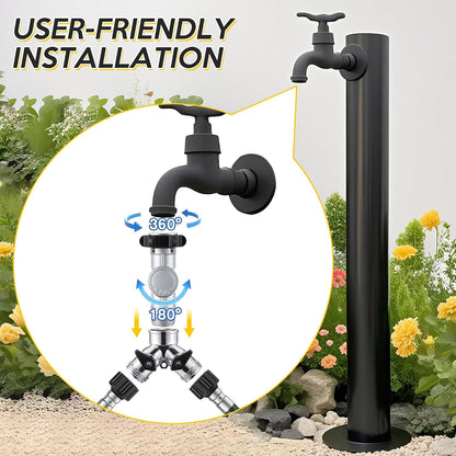 1 Pack 2-Way Garden Hose Splitter with Swivel Connector, 3/4" GHT