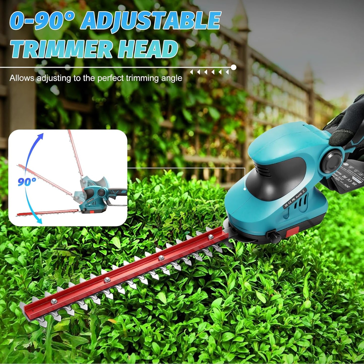 2-in-1 Cordless Hedge Trimmer & Grass Shear for Makita 18V Battery(No Battery), Brushless 12" Hedge Trimmer and 3.9" Grass Shear, for Garden, Yard Lawn Care