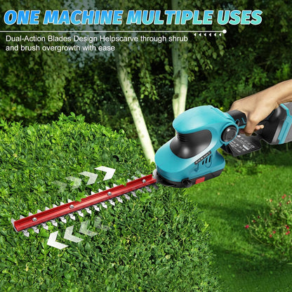 2-in-1 Cordless Hedge Trimmer & Grass Shear for Makita 18V Battery(No Battery), Brushless 12" Hedge Trimmer and 3.9" Grass Shear, for Garden, Yard Lawn Care