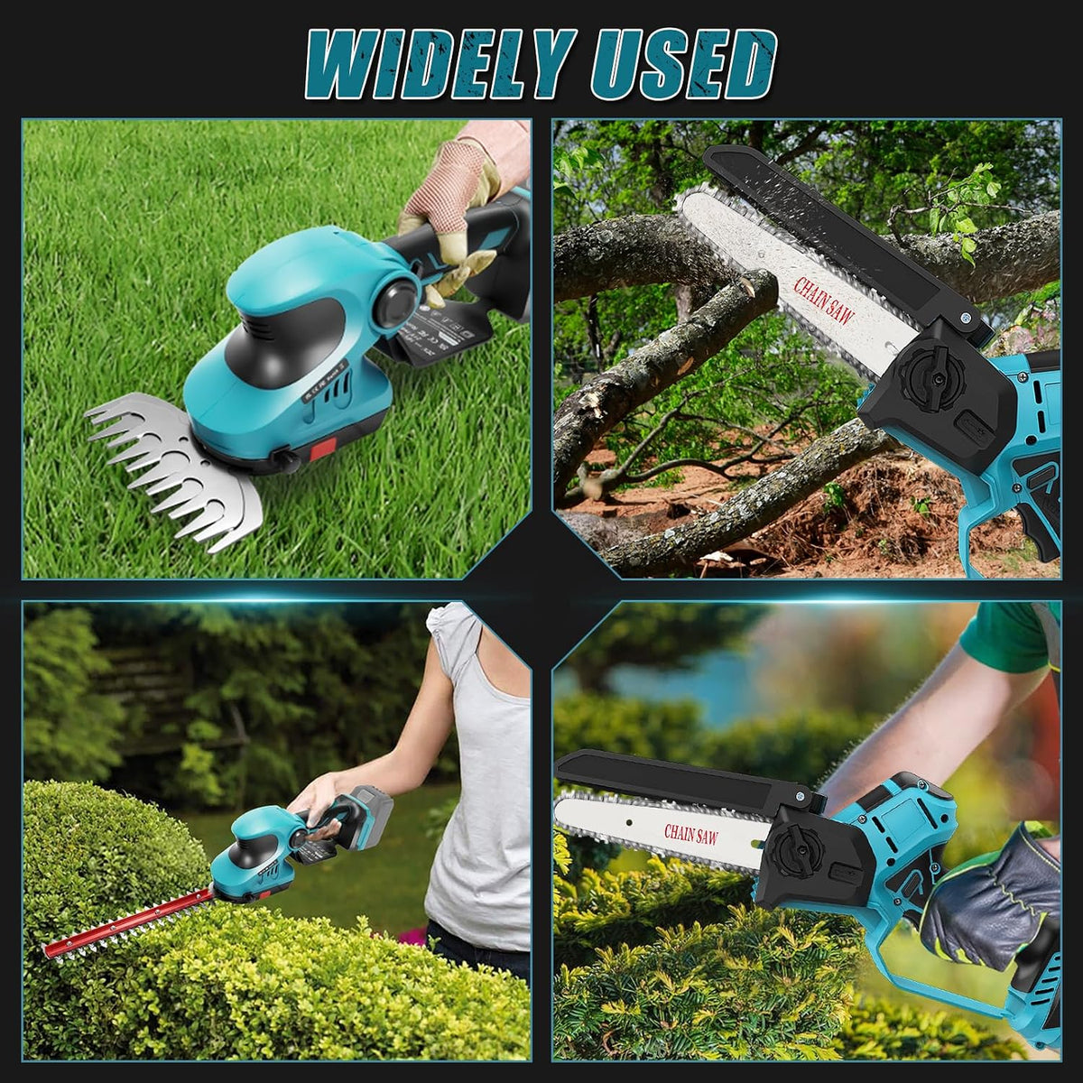 2-in-1 Cordless Hedge Trimmer & Grass Shear for Makita 18V Battery(No Battery), Brushless 12" Hedge Trimmer and 3.9" Grass Shear, for Garden, Yard Lawn Care