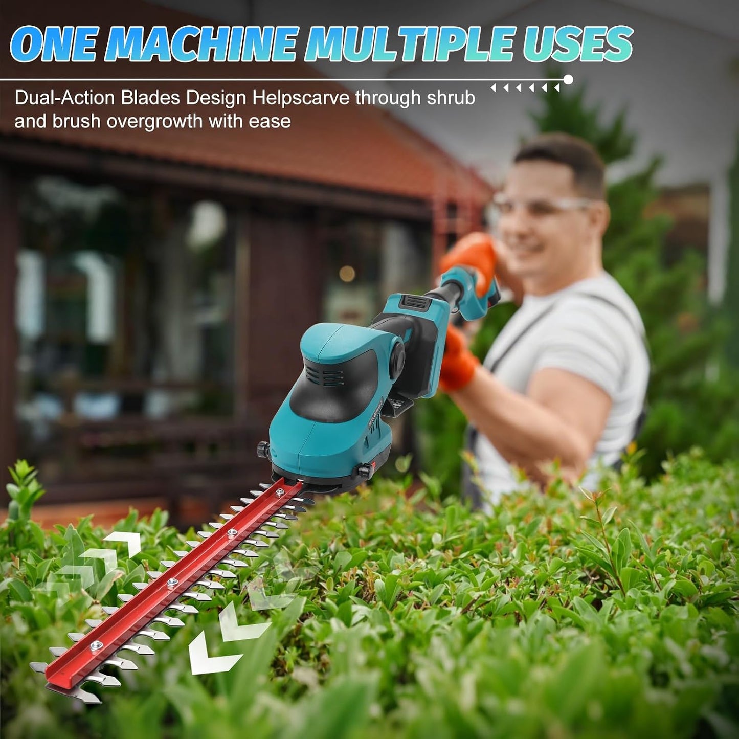 2-in-1 Cordless Hedge Trimmer & Grass Shear for Makita 18V Battery(No Battery), Brushless 12" Hedge Trimmer and 3.9" Grass Shear, for Garden, Yard Lawn Care