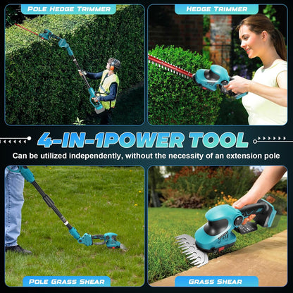 2-in-1 Cordless Hedge Trimmer & Grass Shear for Makita 18V Battery(No Battery), Brushless 12" Hedge Trimmer and 3.9" Grass Shear, for Garden, Yard Lawn Care
