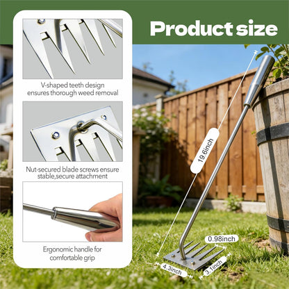 Weed Puller Tool - 2026 Portable Manual Weeding Tools Gardening, 5 Teeth Head Stainless Steel Hand Garden Weeding Rake, Weed Remover Tool for Vegetable Gardening Yard Backyard Farm Planting & Weeding