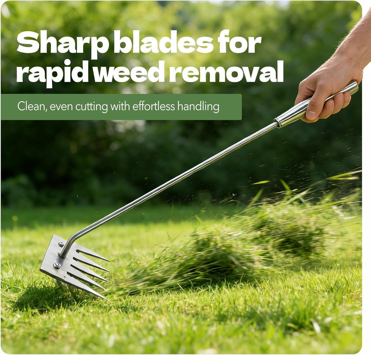 Weed Puller Tool - 2026 Portable Manual Weeding Tools Gardening, 5 Teeth Head Stainless Steel Hand Garden Weeding Rake, Weed Remover Tool for Vegetable Gardening Yard Backyard Farm Planting & Weeding
