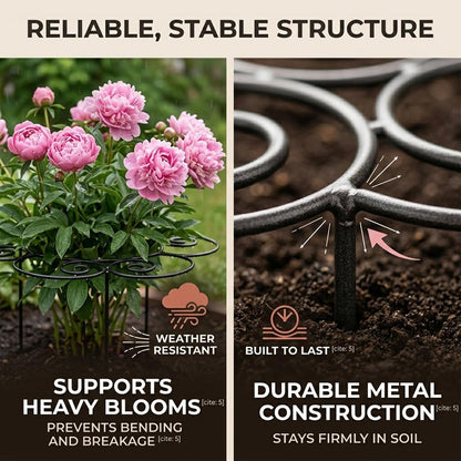 Peony Cages and Supports Ring for Garden, Decorative Grow Through Rings, Provide Dependable Structure for Perennials and Herbaceous Plants, Assisted Plant Growth (Medium)