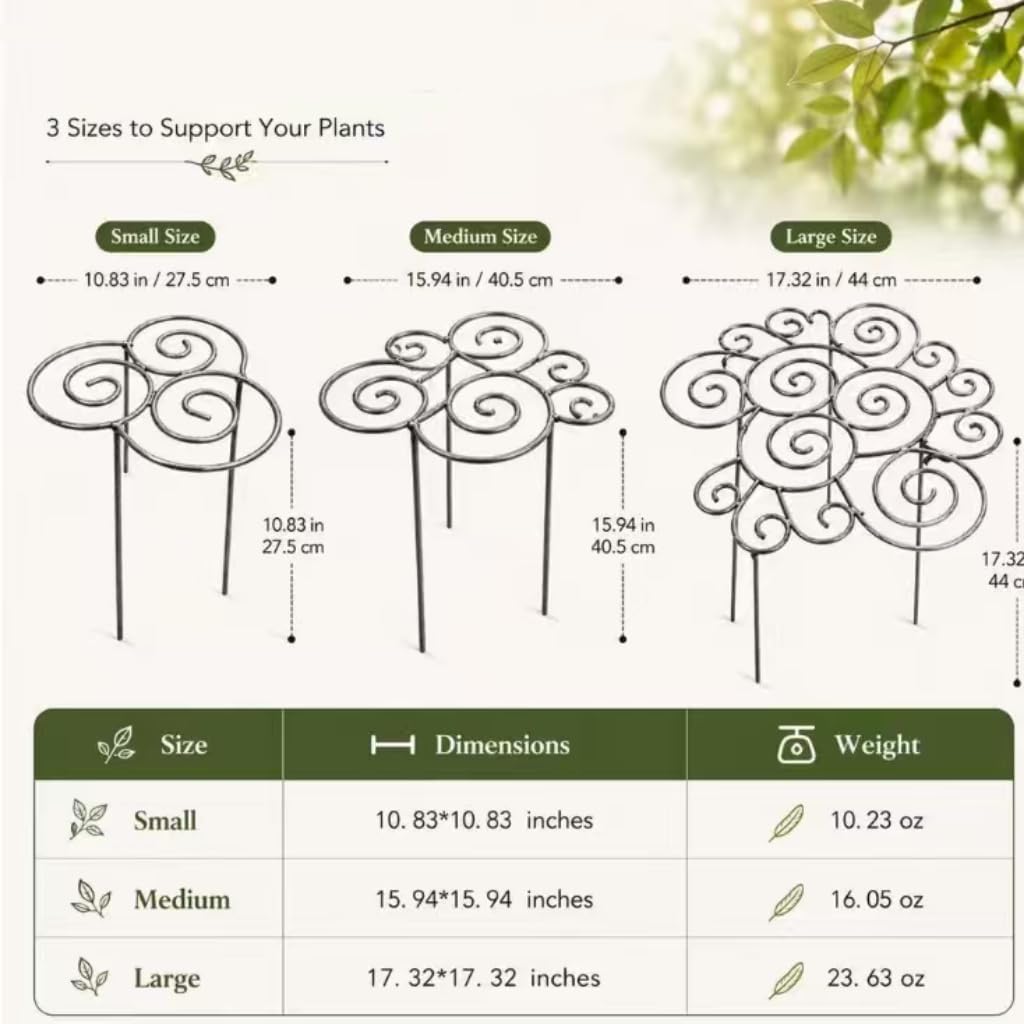Peony Cages and Supports Ring for Garden, Decorative Grow Through Rings, Provide Dependable Structure for Perennials and Herbaceous Plants, Assisted Plant Growth (Medium)