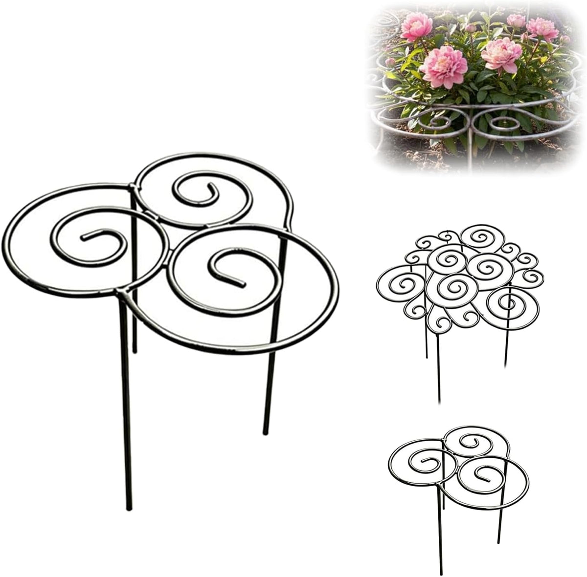 Peony Cages and Supports Ring for Garden, Decorative Grow Through Rings, Provide Dependable Structure for Perennials and Herbaceous Plants, Assisted Plant Growth (Medium)