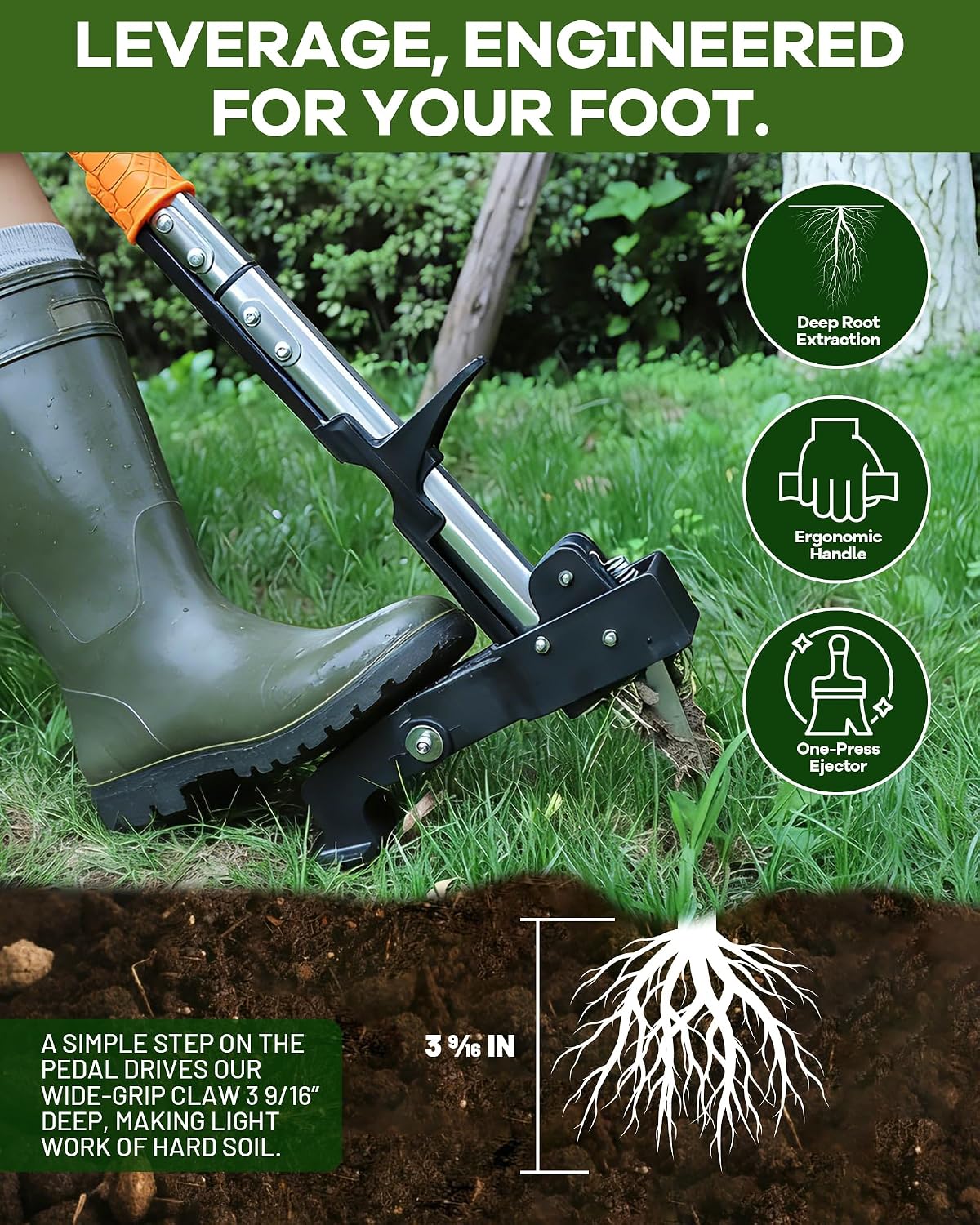 Stand Up Weed Puller Tool with Telescopic Hand Saw - 3-in-1 Long Handle Weed Remover Kit for Weeding, Pruning & Protection - 65MN Steel Saw, Rust-Resistant, Easy Storage with Gardening Glove