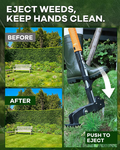 Stand Up Weed Puller Tool with Telescopic Hand Saw - 3-in-1 Long Handle Weed Remover Kit for Weeding, Pruning & Protection - 65MN Steel Saw, Rust-Resistant, Easy Storage with Gardening Glove