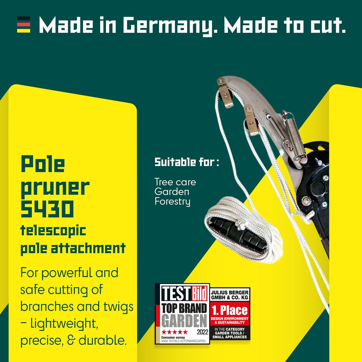 Berger ArboRapid pole pruner 5430 for cutting branches and twigs, attachment for telescopic poles