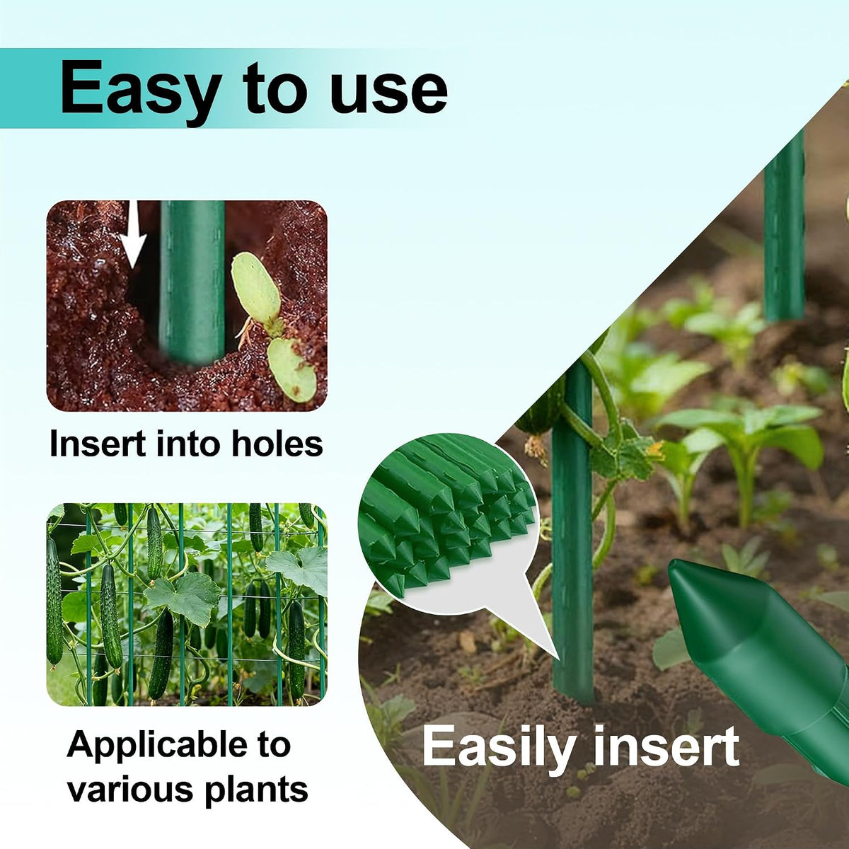 Lature Garden Stakes 3FT 25pcs, Plastic Coated Steel Plant Stakes Specifically Designed for Climbing Plants, Ideal for Tomatoes, Beans, Cucumbers, Peppers, Vines, and More Plant Growth