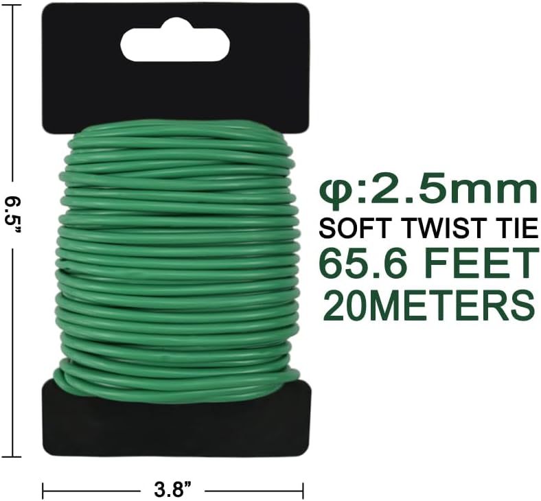 65.6 FT Soft Plant Twist Tie, TPR Rubber Coated Garden Wire