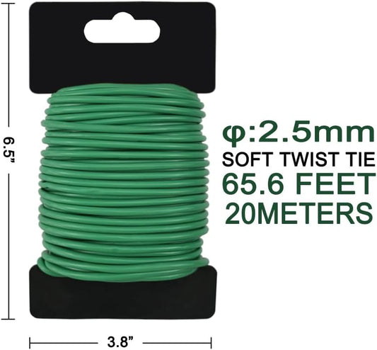 65.6 FT Soft Plant Twist Tie, TPR Rubber Coated Garden Wire