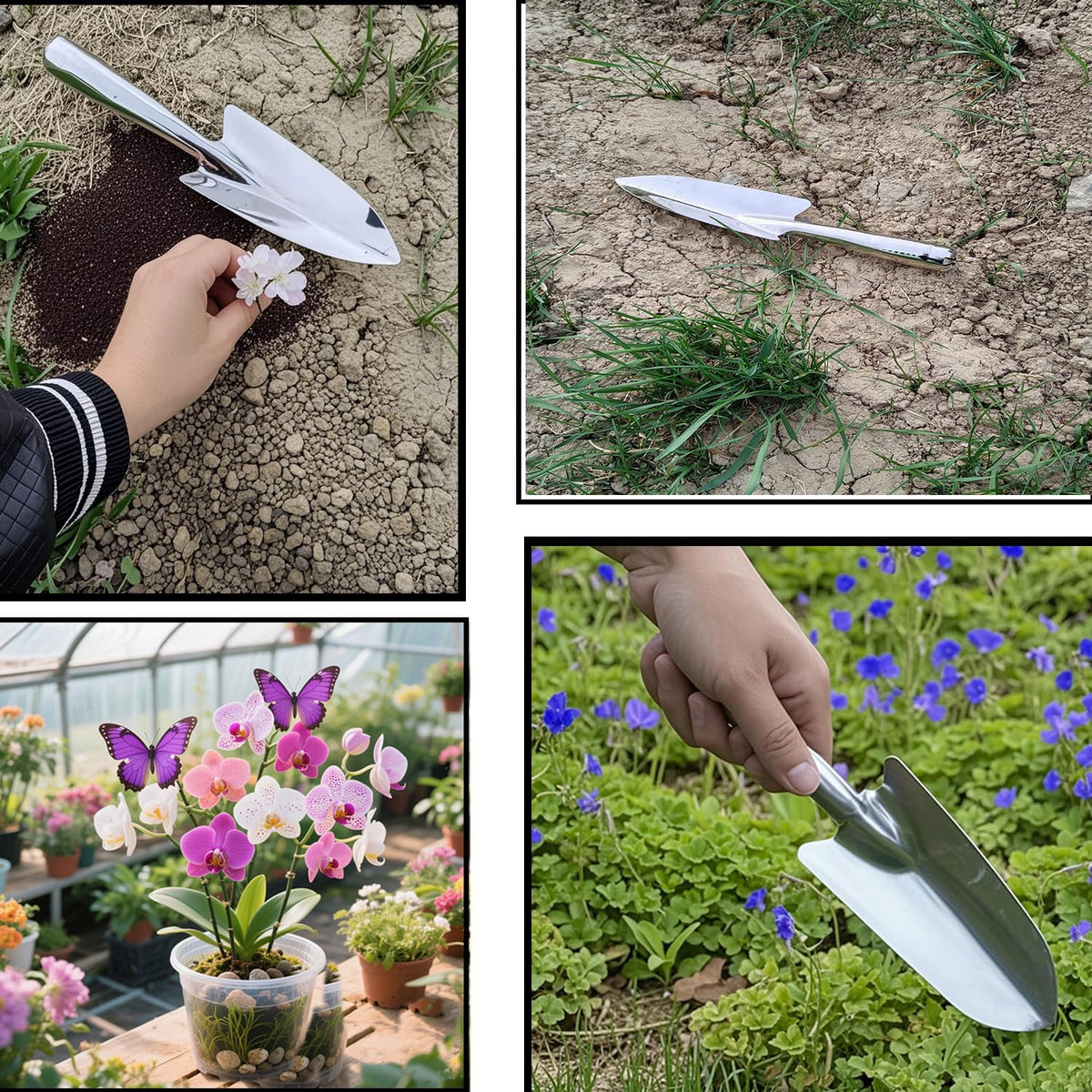 Garden Trowel- Stainless Steel Garden Shovel with Measurement Mark Tools