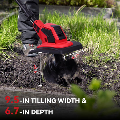 20V Cordless Tiller Cultivator with 2X 3.0Ah Batteries