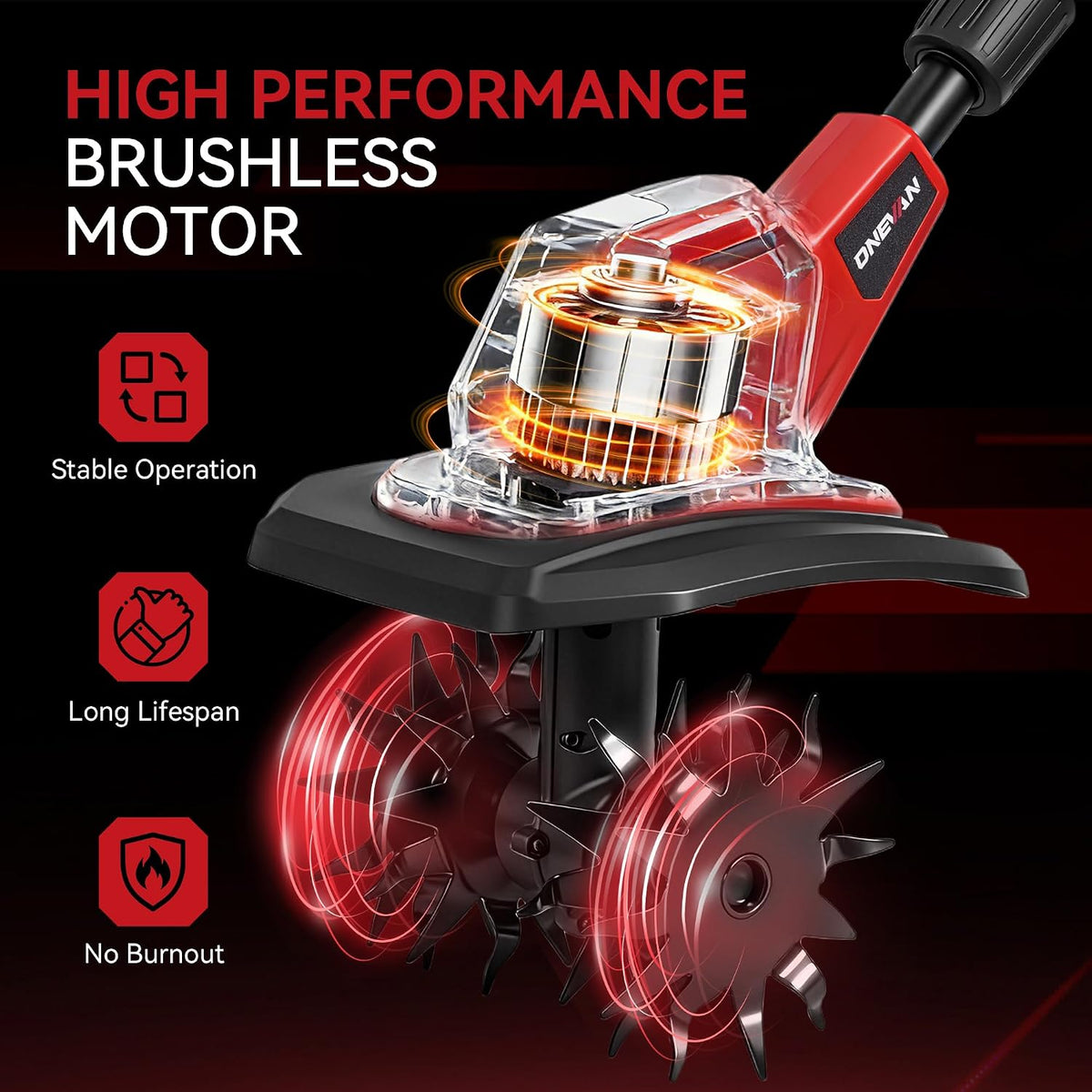 20V Cordless Tiller Cultivator with 2X 3.0Ah Batteries