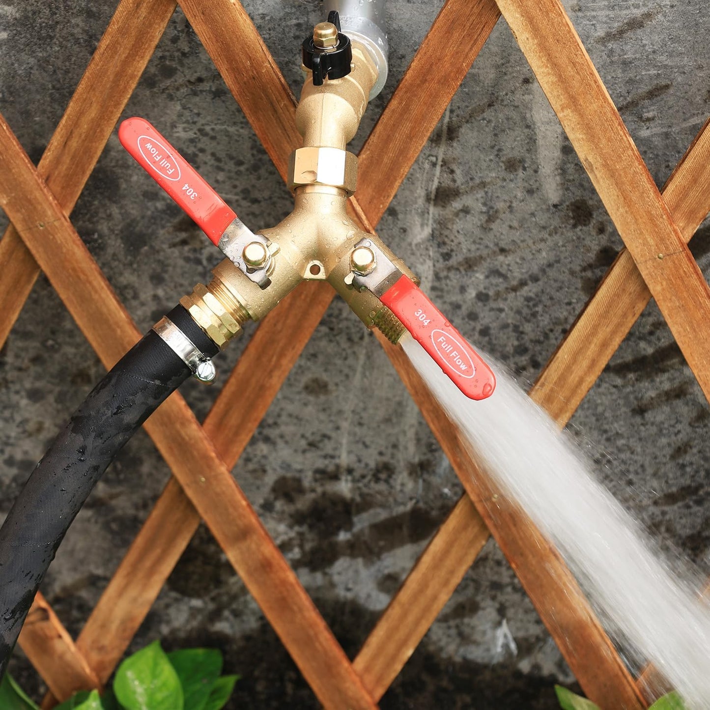 Garden Hose Splitter Full Flow Splitter No Restricted-Flow Connector Heavy Duty Brass Hose y Splitter, 2 way High Flow Hose Bib Adapter with Shut Off Valves (Butterfly Handle)